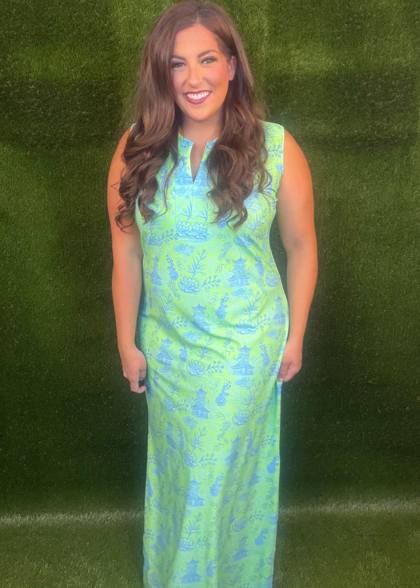On The Road To Mandalay Maxi Dress - Green/Blue