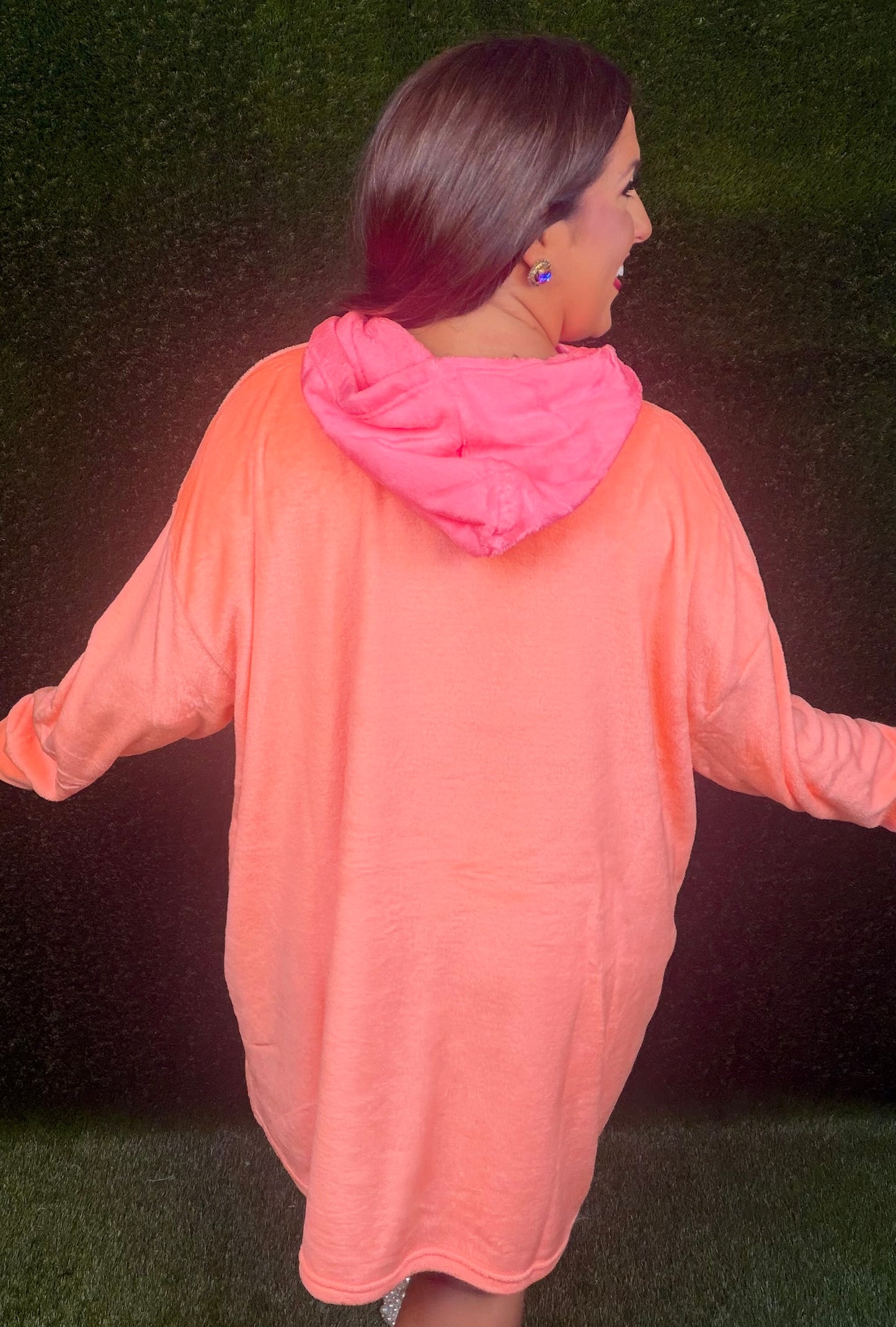 Neon Cloud Colorblock Hoodie Dress