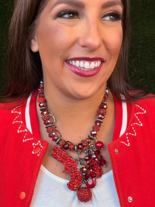 Gunsmoke Necklace - Bright Cardinal Red