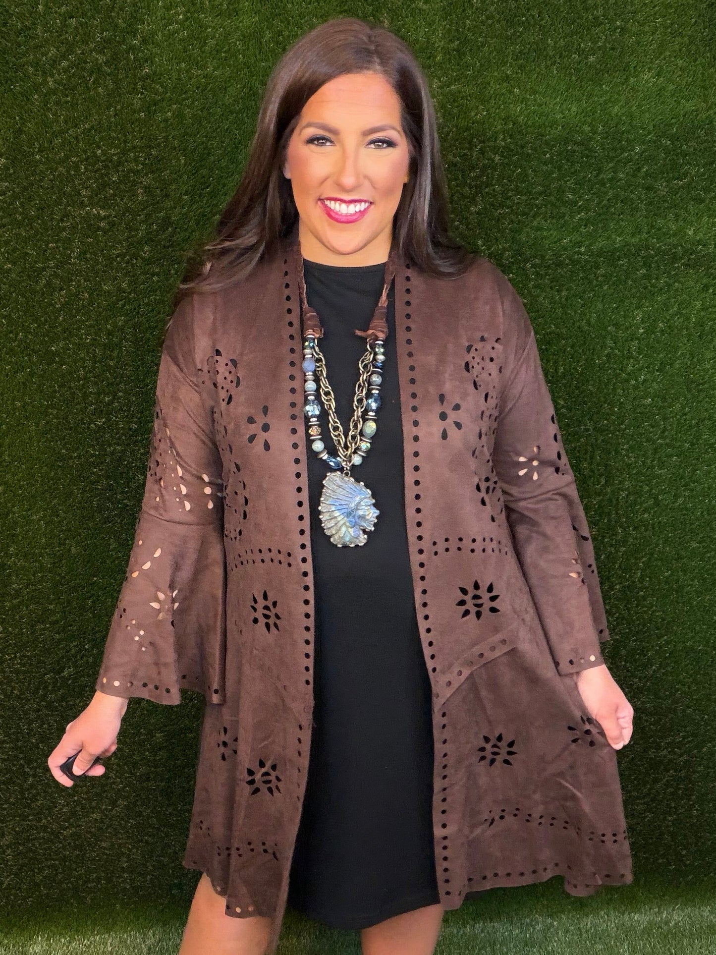 Hey There Cowgirl Kimono - Chocolate Brown