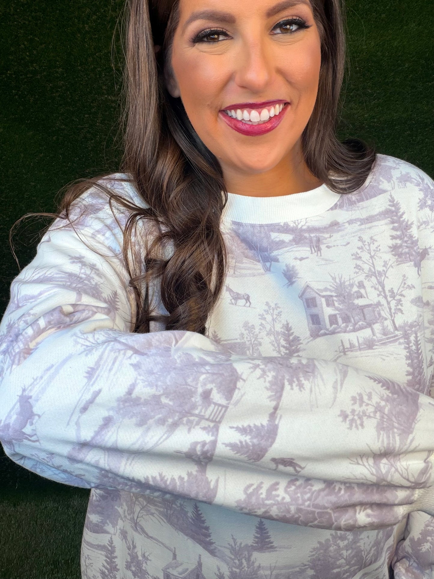 Ski Lodge Printed Sweat Set - Dusty Purple