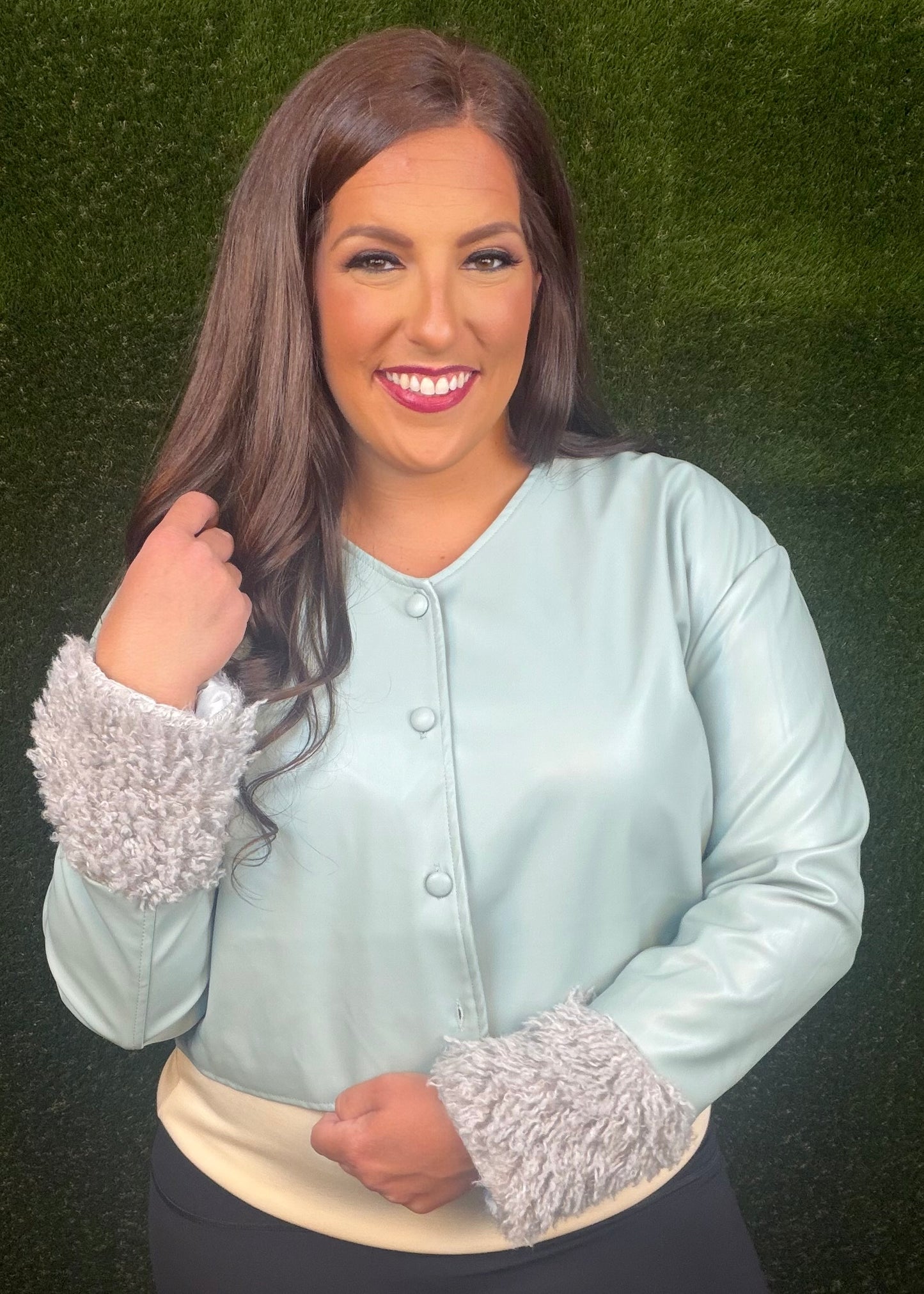 Glacial Mint Faux Leather Jacket