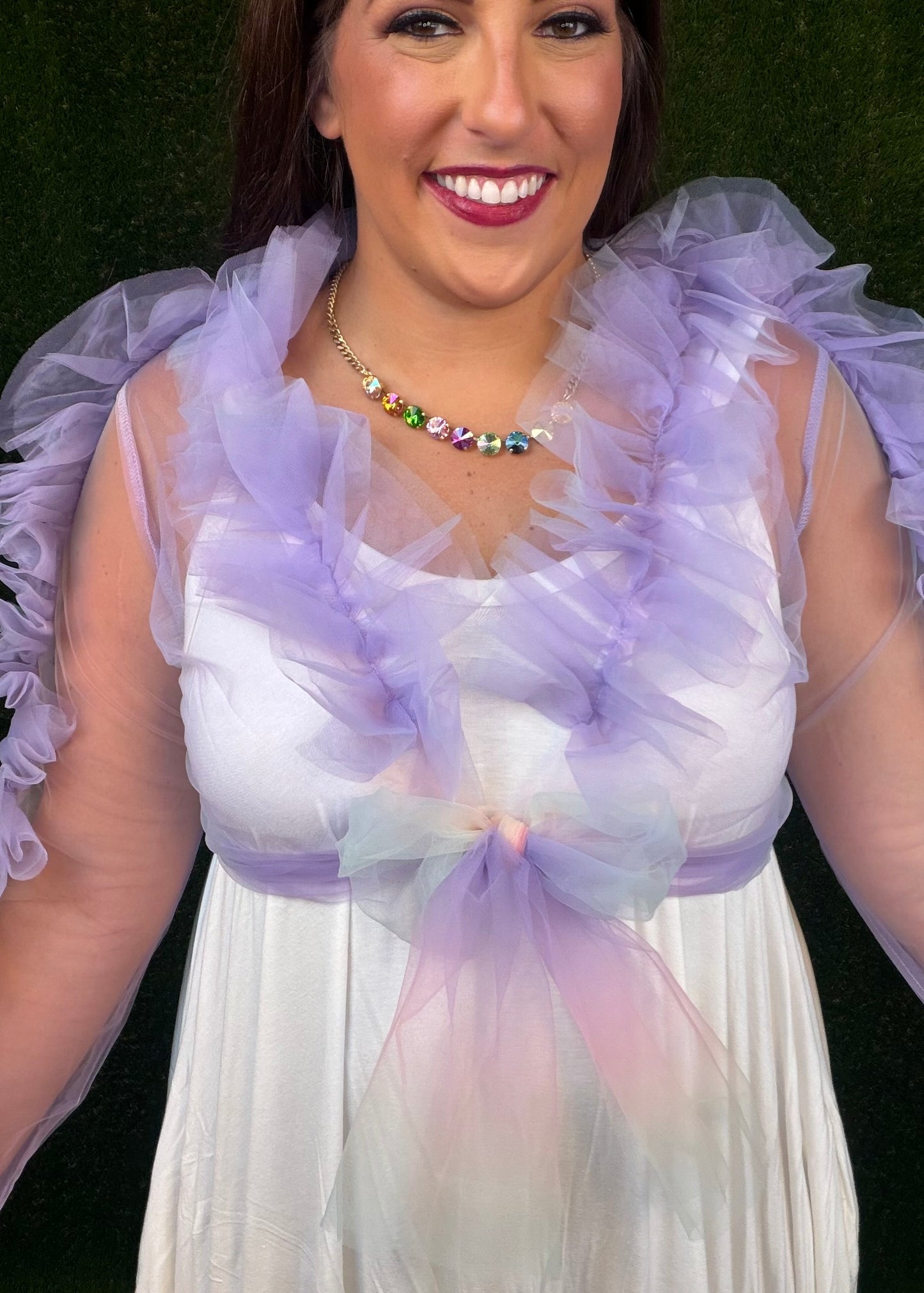 Cotton Candy Mesh Ruffle Tie Top