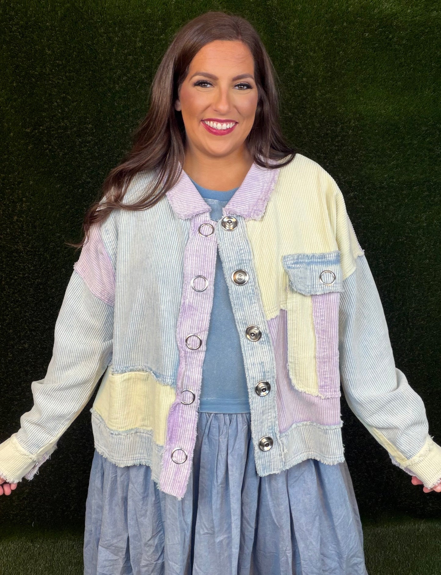 Corduroy Mixed Jacket Lavender Combo