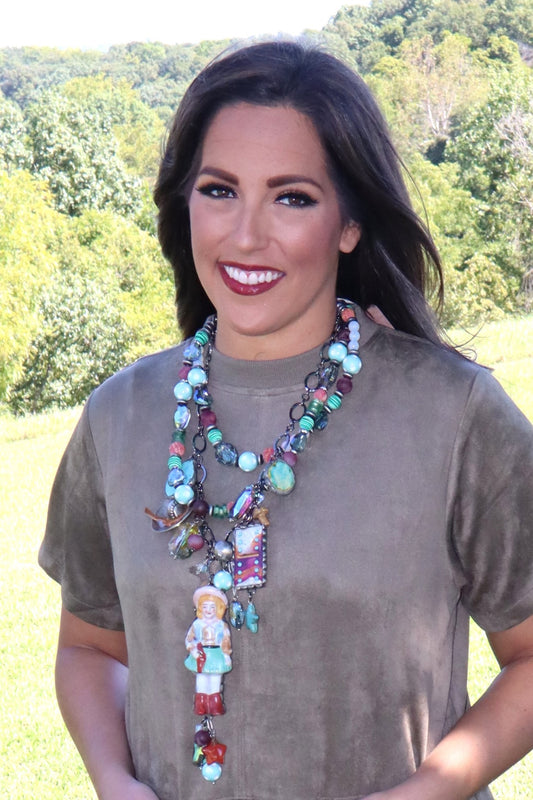 Domino Cowgirl Necklace - Mint/Kelly Green