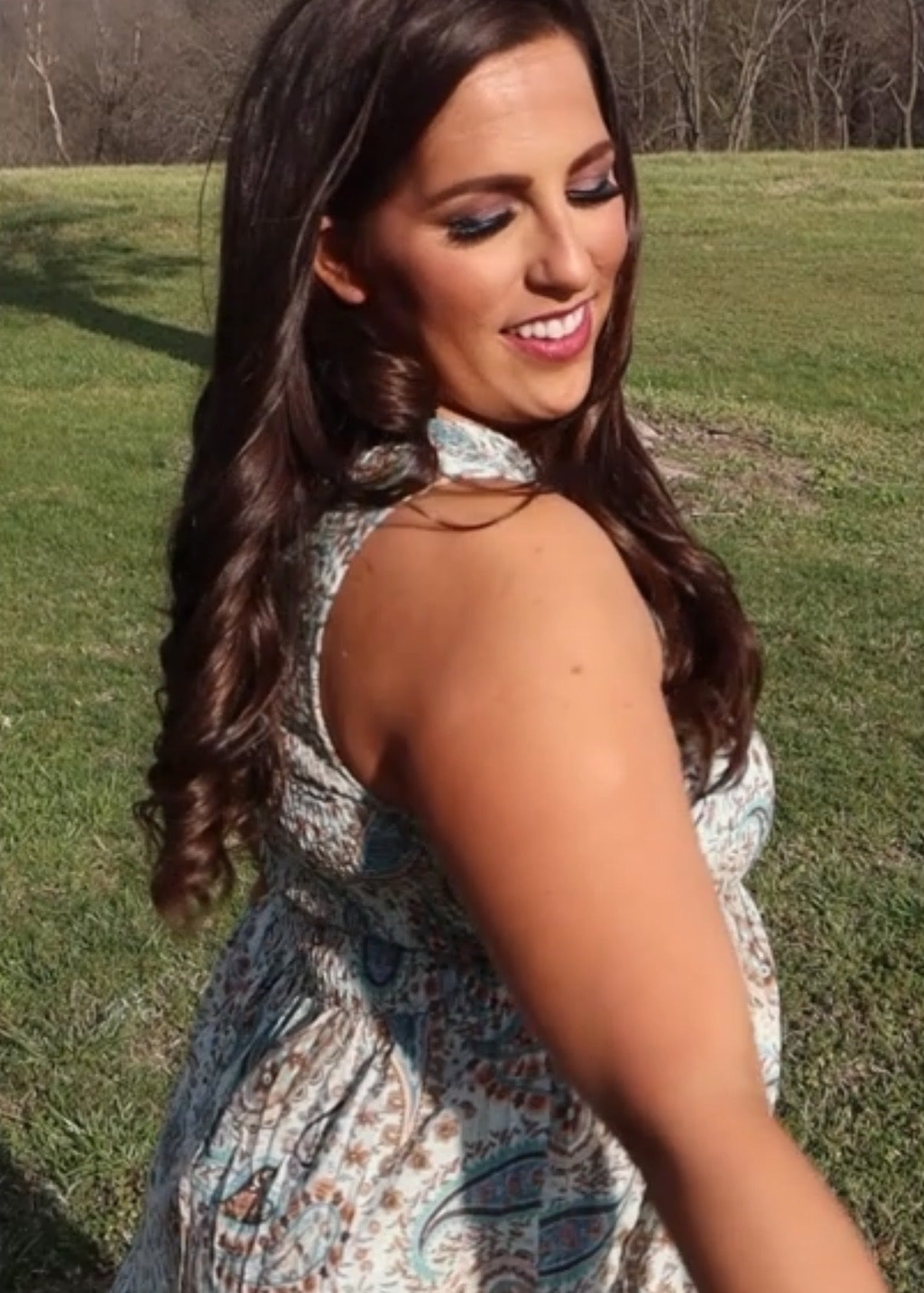 One shoulder Paisley Midi Dress - Mint