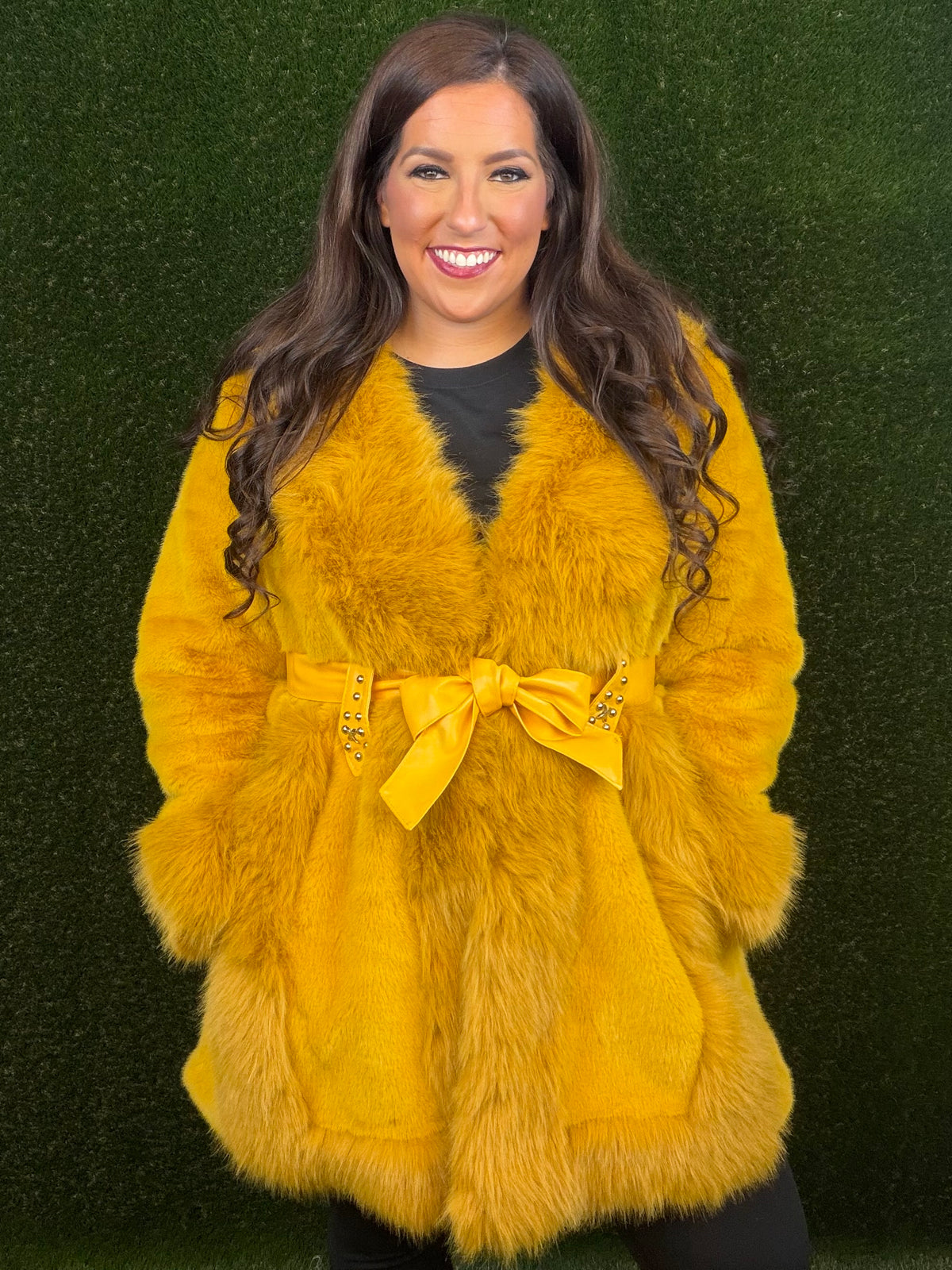 Bonnie and Clyde Fur Jacket - Mustard Gold