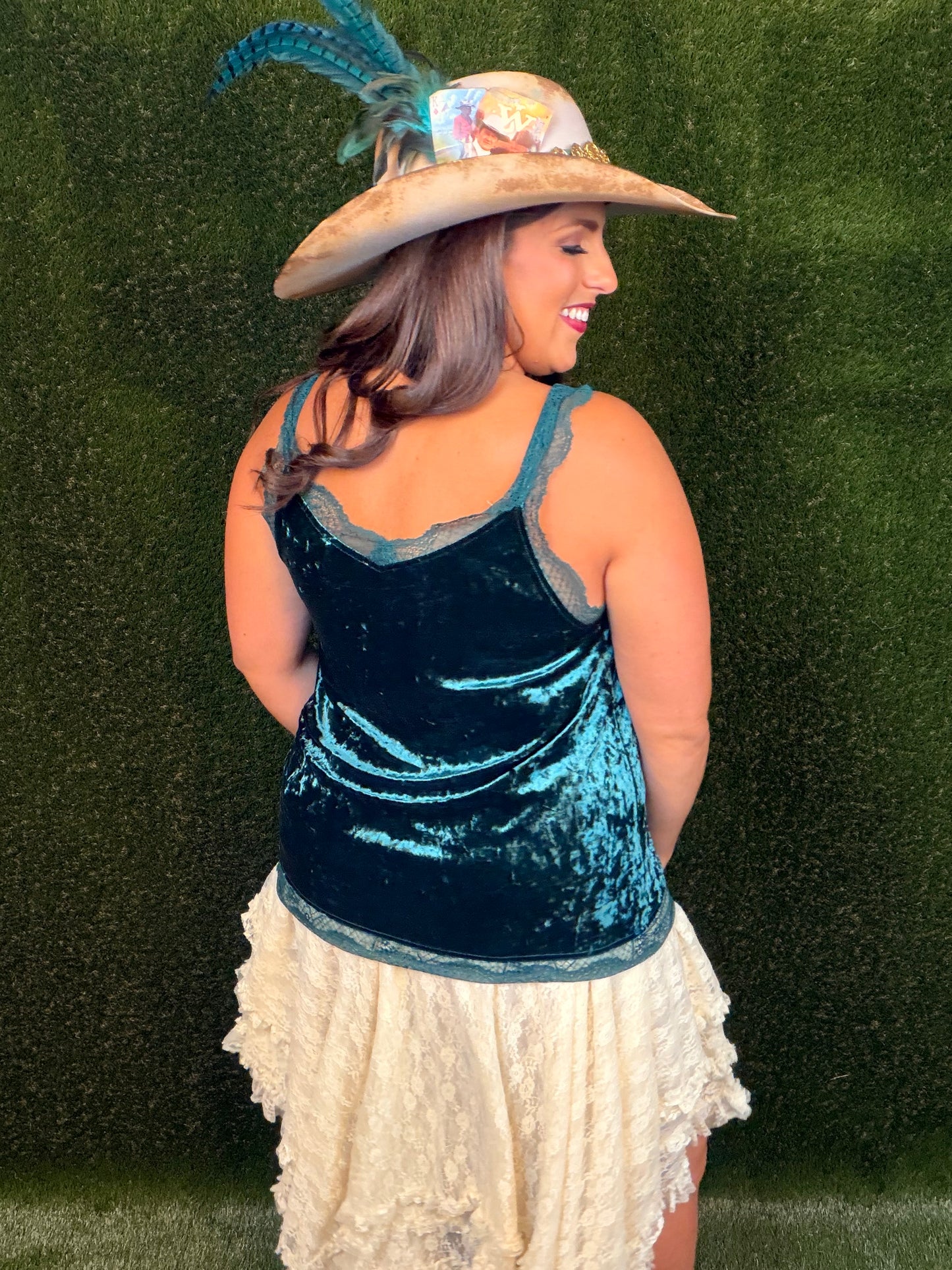 Jewel Crushed Velvet Tank - Emerald