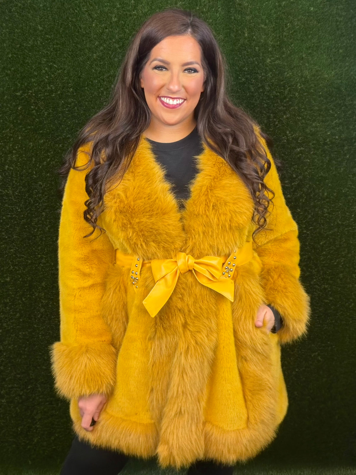 Bonnie and Clyde Fur Jacket - Mustard Gold