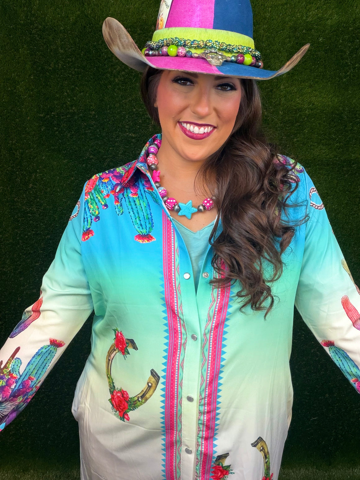 Yeehaw Colorful Cactus Cowgirl Duster