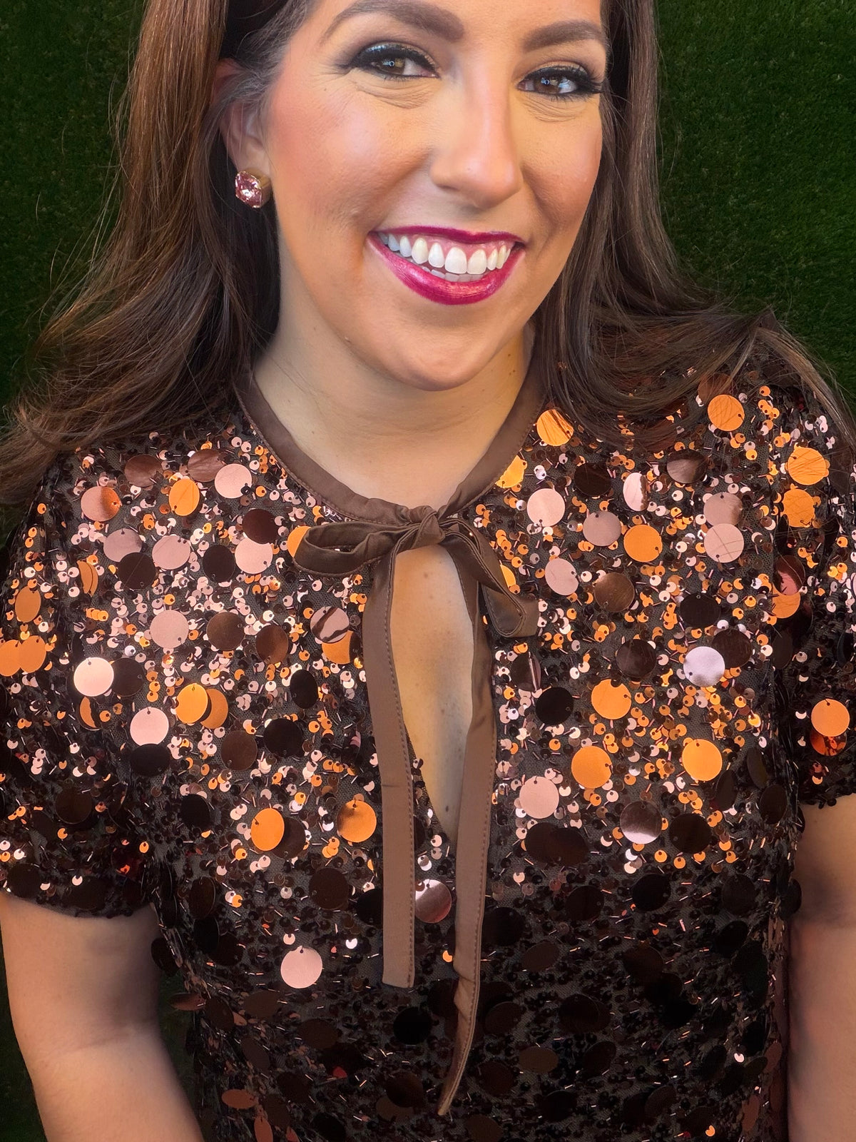Cocoa Couture Short Sequin Dress - Chocolate