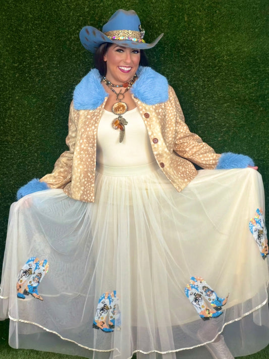 Cosmic Cowgirl Tulle Maxi Skirt - Cream