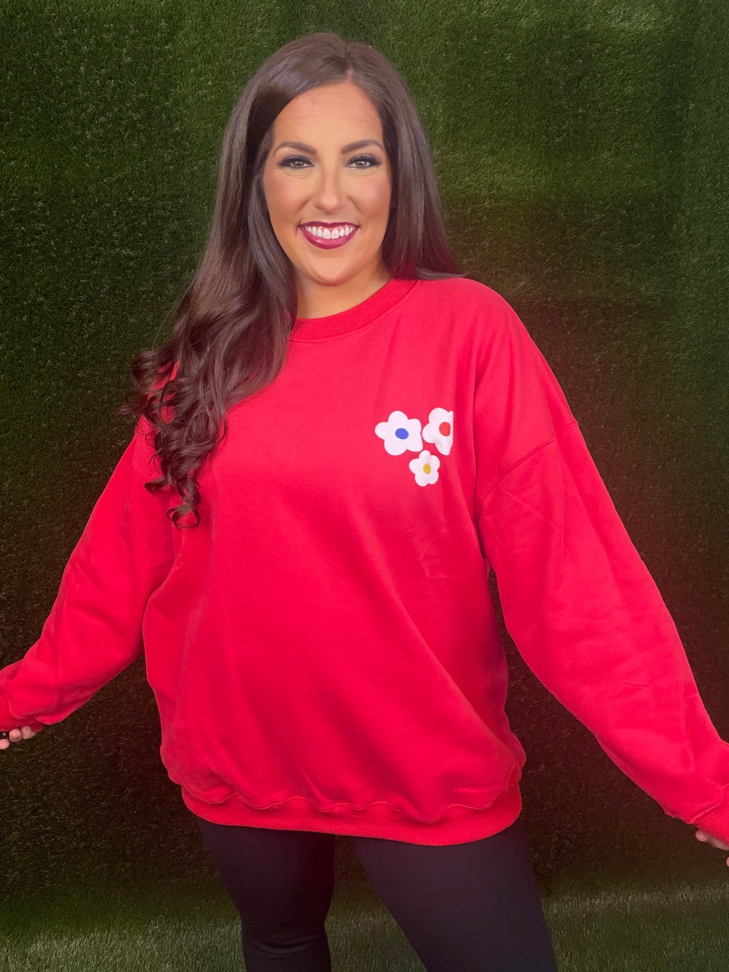 French Terry Graphic Be Love Pullover Sweatshirt - Red