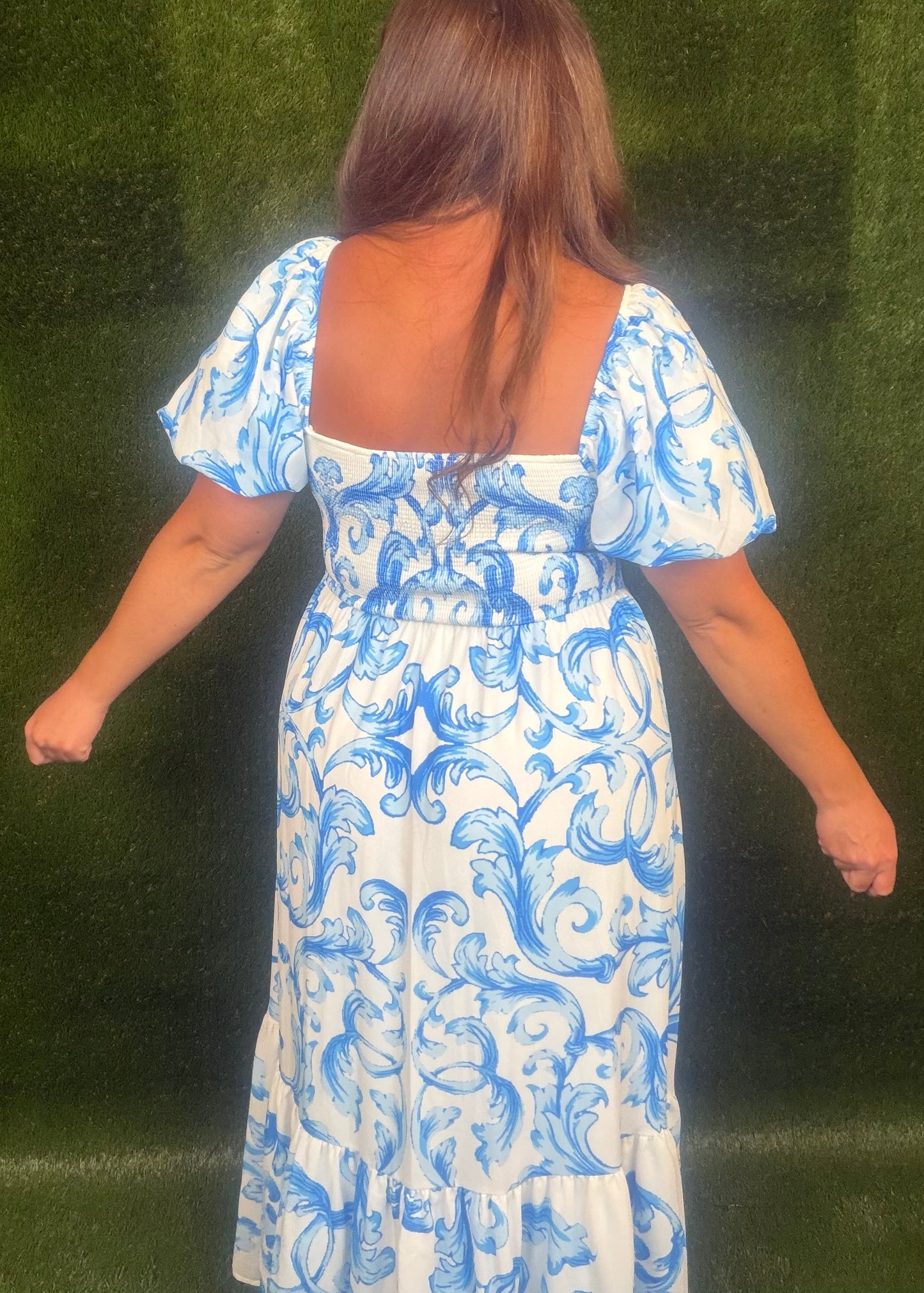 Royal Status Midi Dress - Royal Blue/White
