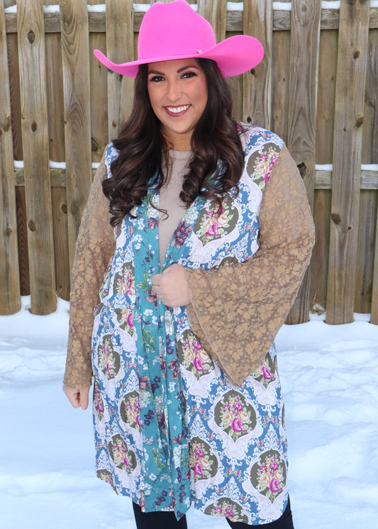 Enchanted Teal Lace Kimono