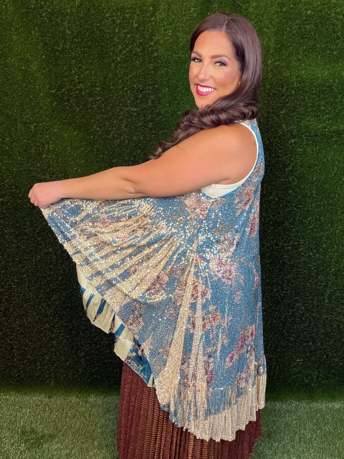Dripping In Gold Duster - Teal