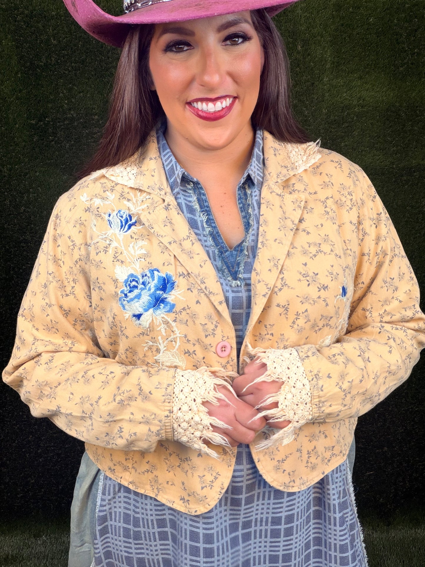 Flora Blue Jacket - Cream
