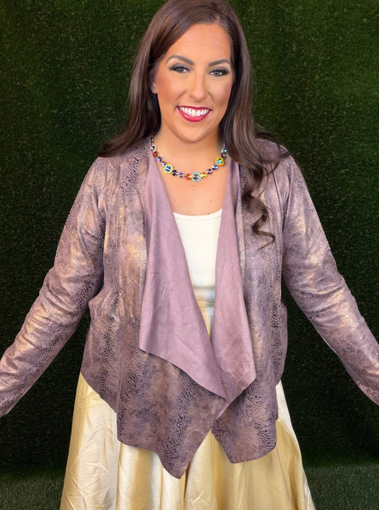 Slithering In Style Suede Jacket - Plum