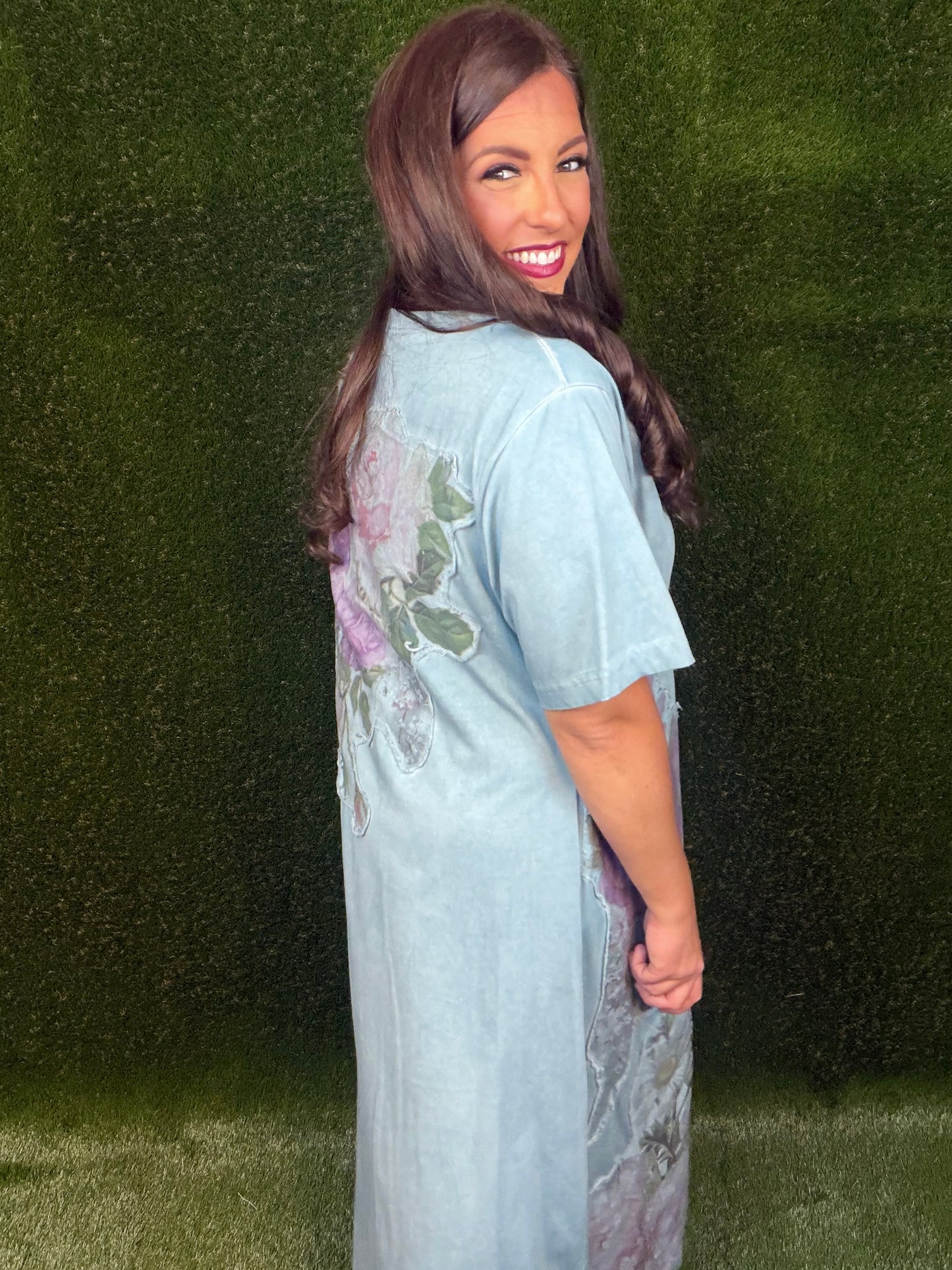 Blue Vintage Butterfly T-Shirt Dress