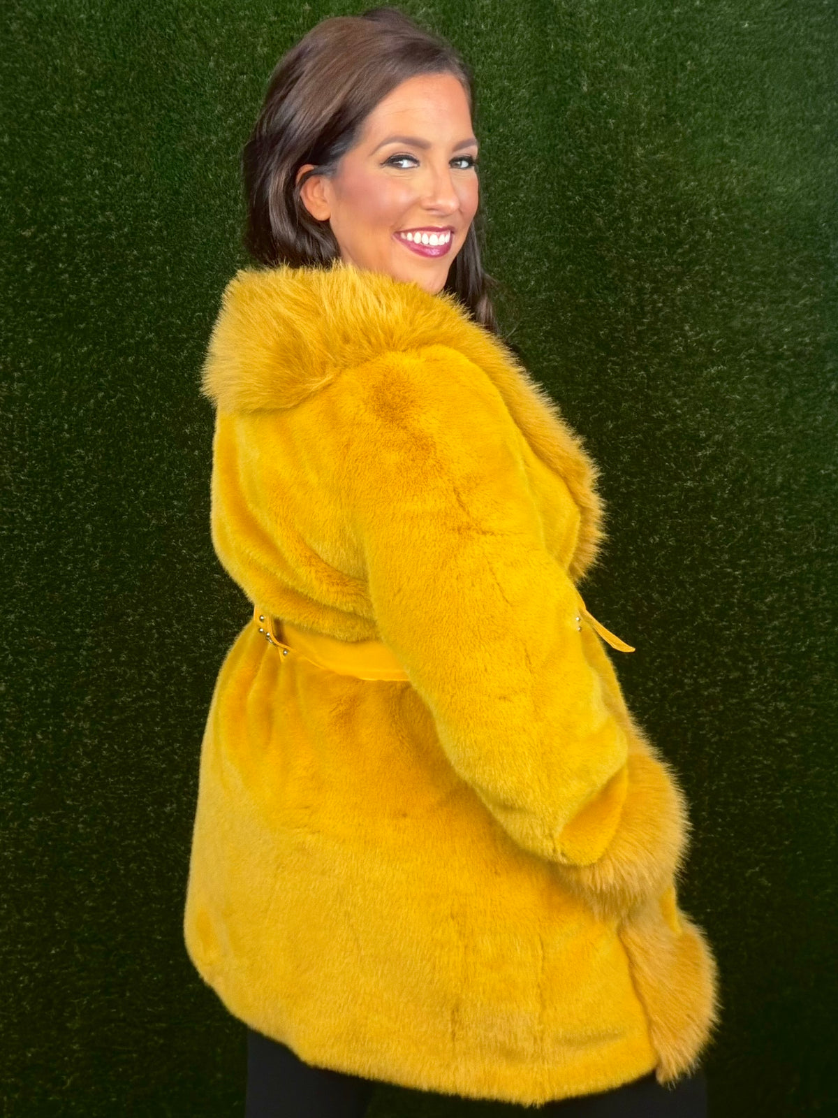 Bonnie and Clyde Fur Jacket - Mustard Gold