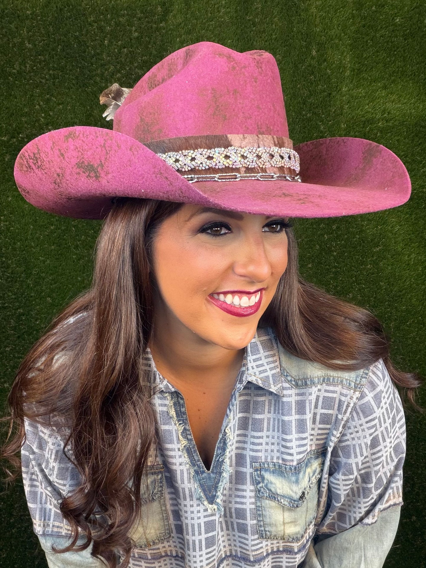 Plum Rose Cowboy Hat - Size Medium