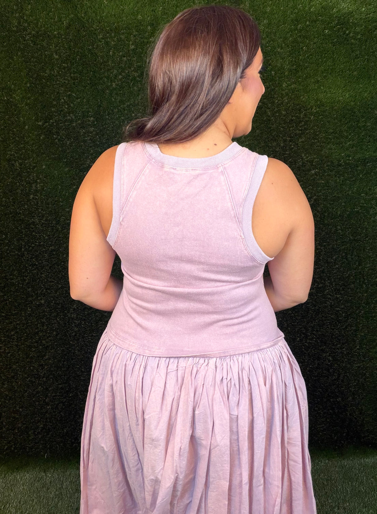 Sleeveless Balloon Skirt Dress - Purple