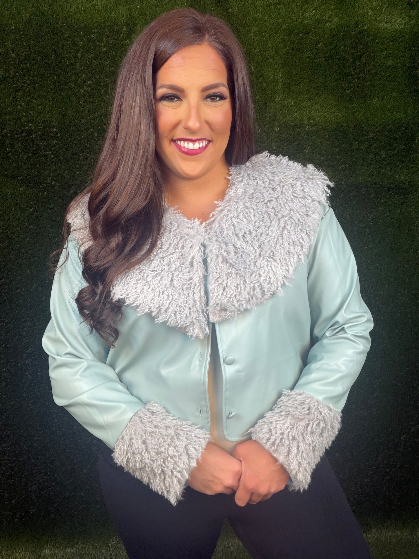 Glacial Mint Faux Leather Jacket