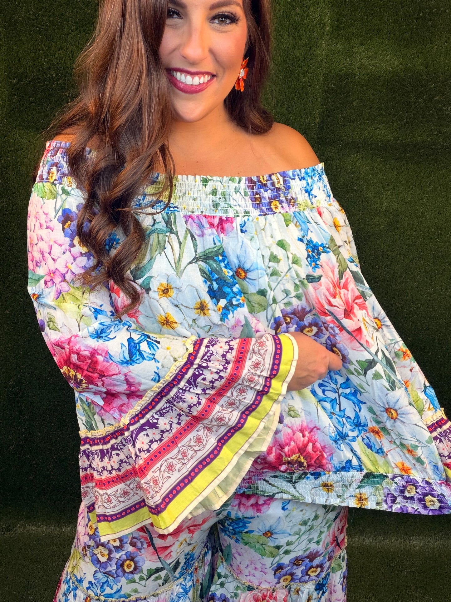 Ibiza Floral Off The Shoulder Blouse