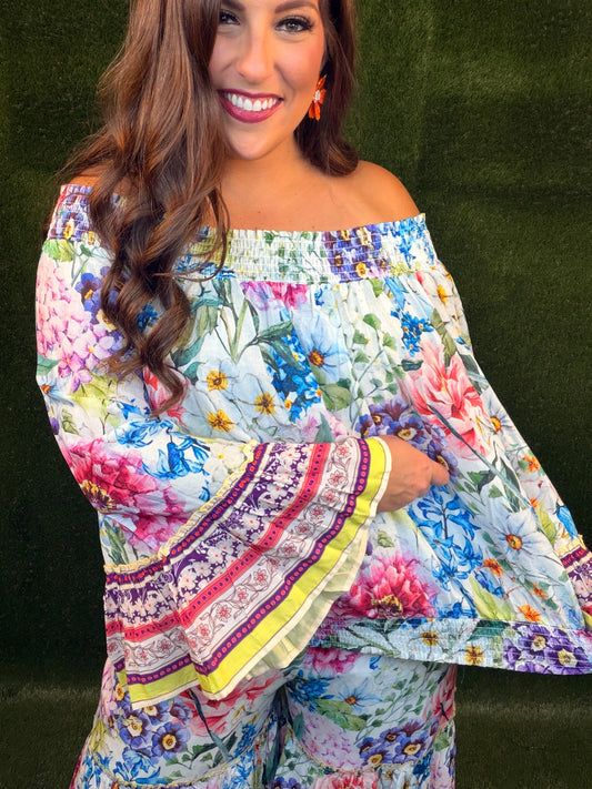 Ibiza Floral Off The Shoulder Blouse