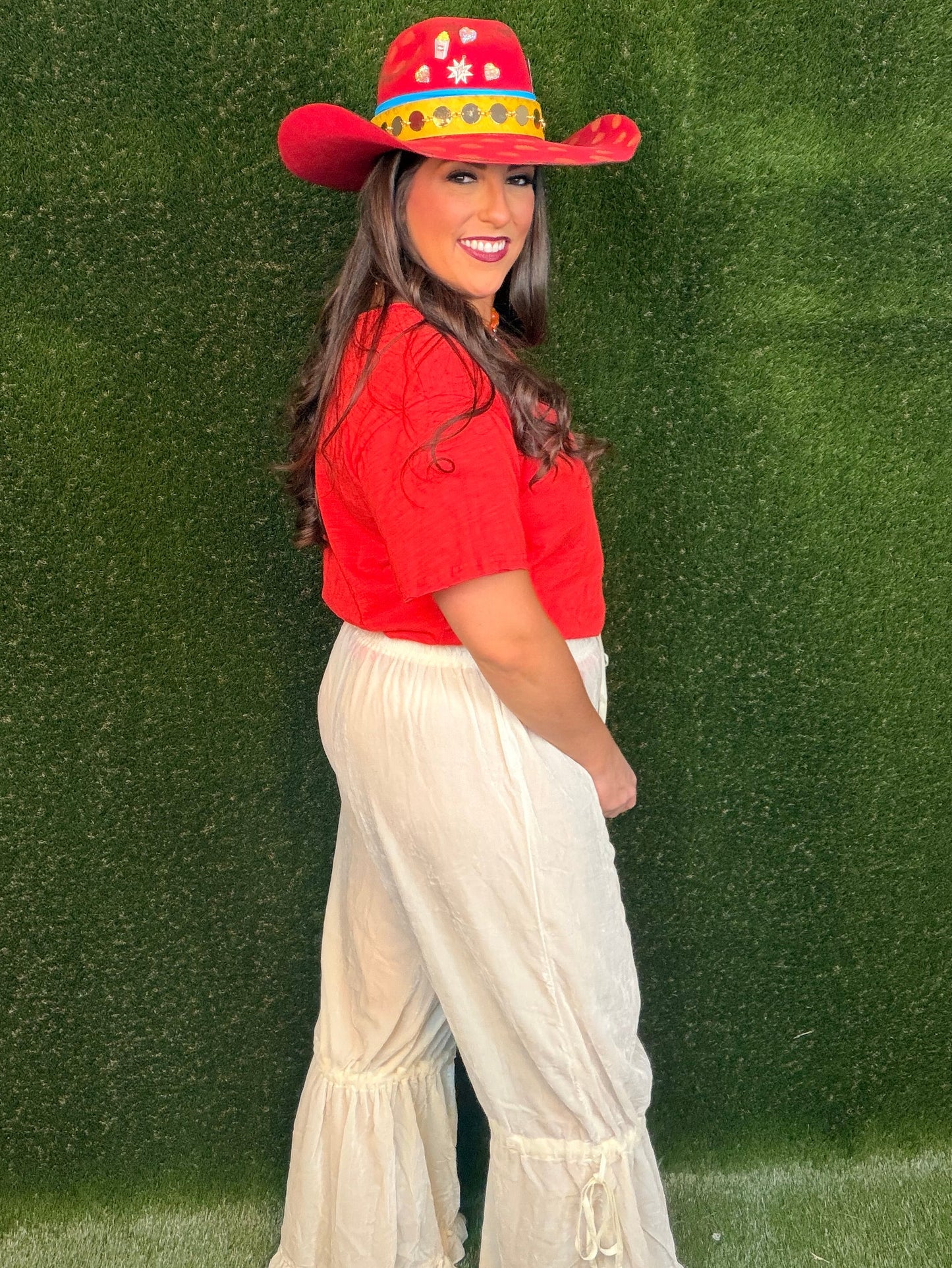Ruffle It Up Velvet Pants - Parchment