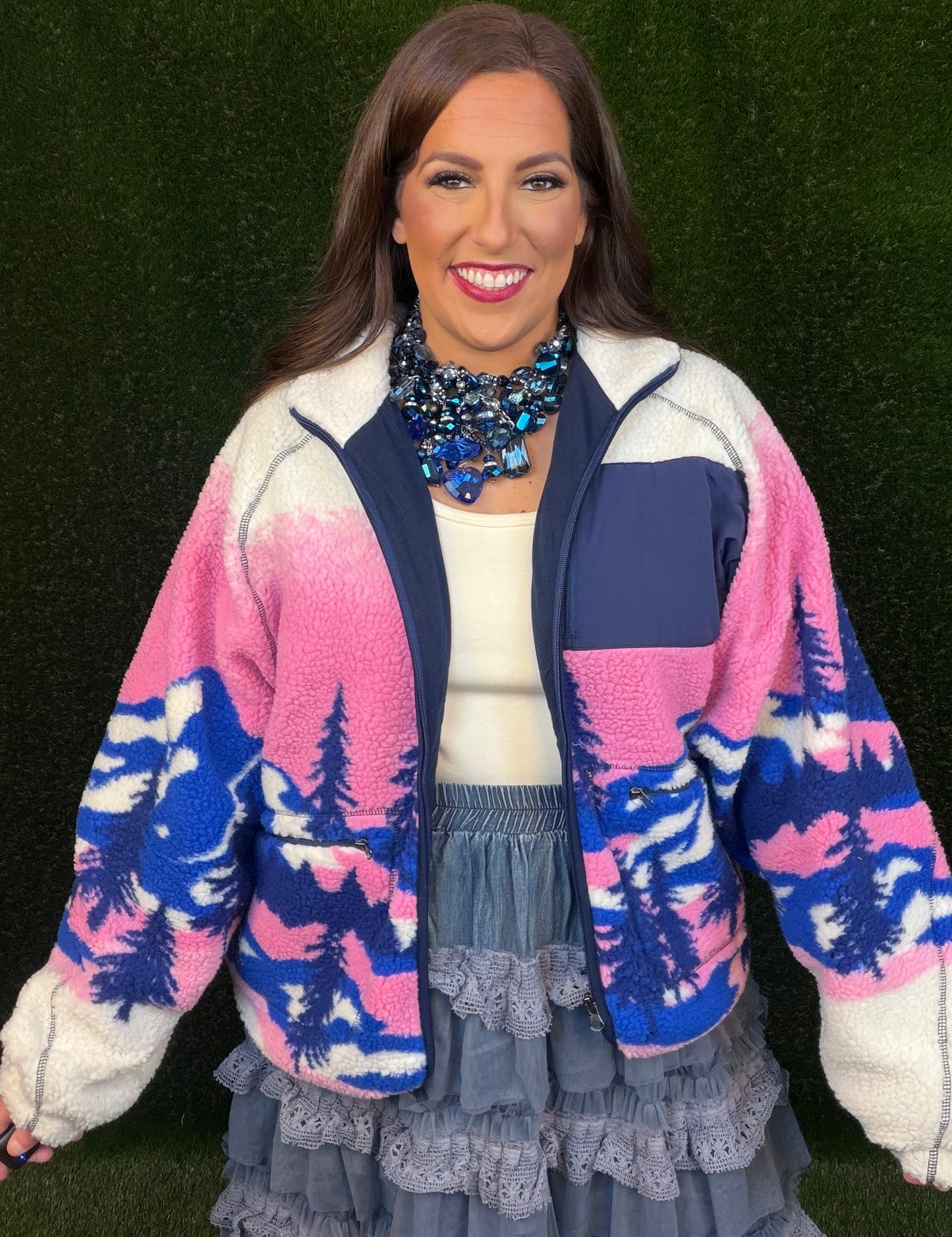 Mountain Scene Fleece Jacket