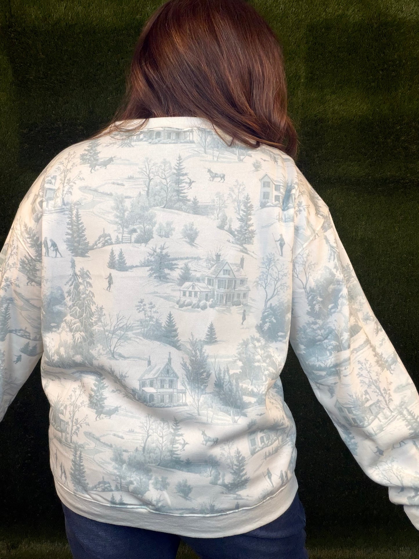 Ski Lodge Printed Sweatshirt - Dusty Blue