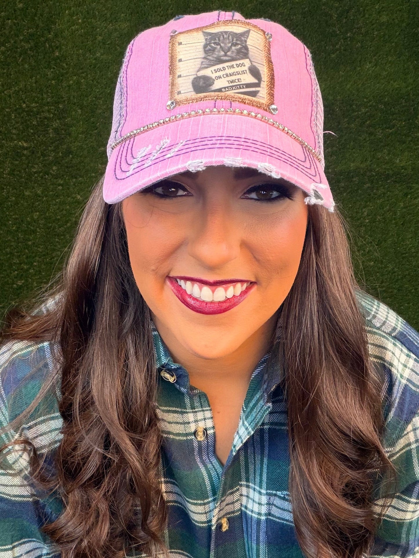 Cat Mugshot Baseball Cap - Pink