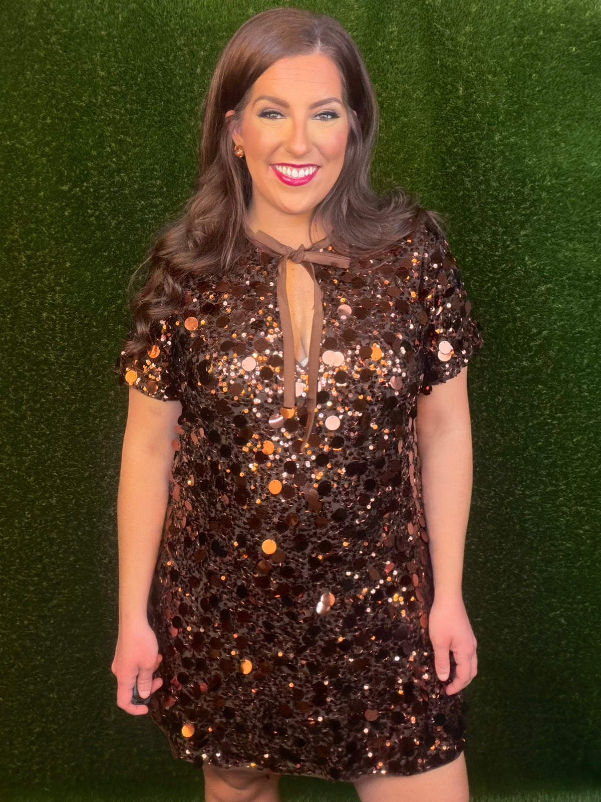 Cocoa Couture Short Sequin Dress - Chocolate