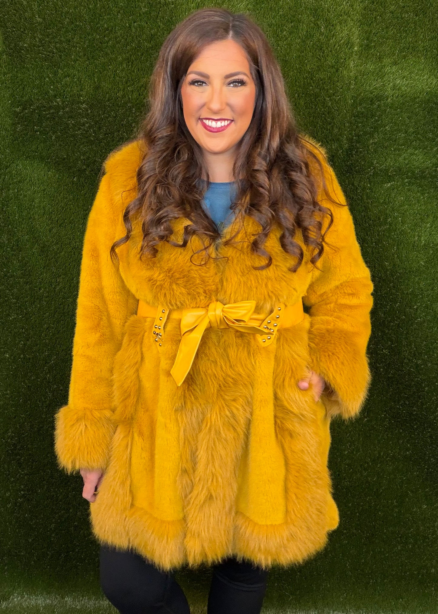 Bonnie and Clyde Fur Jacket - Mustard Gold