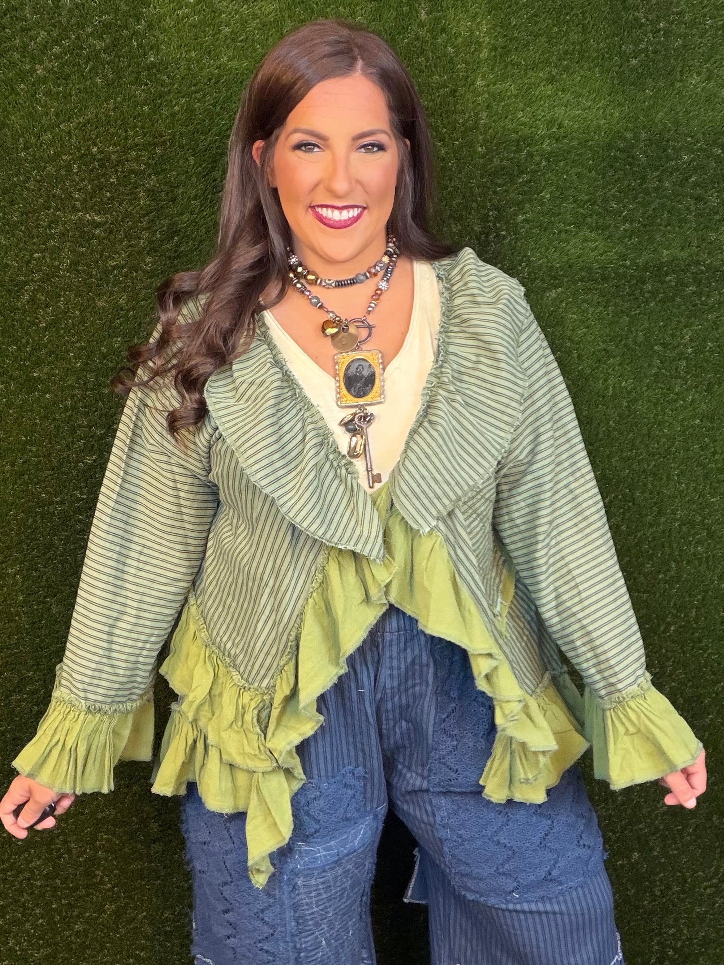 Stripe It Up Cardigan - Green