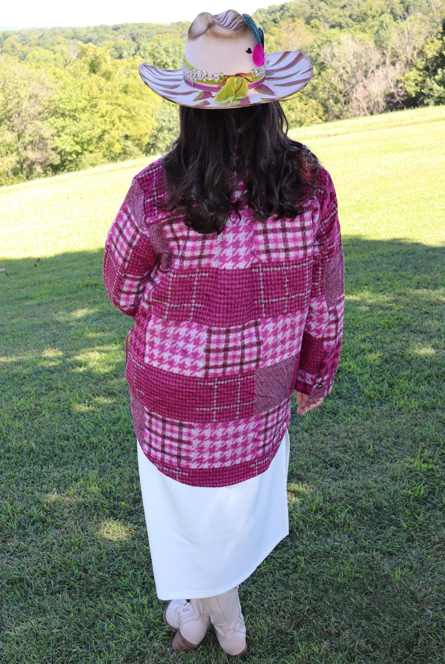 Feeling Pink Brushed Plaid Shacket - Fuchsia Pink