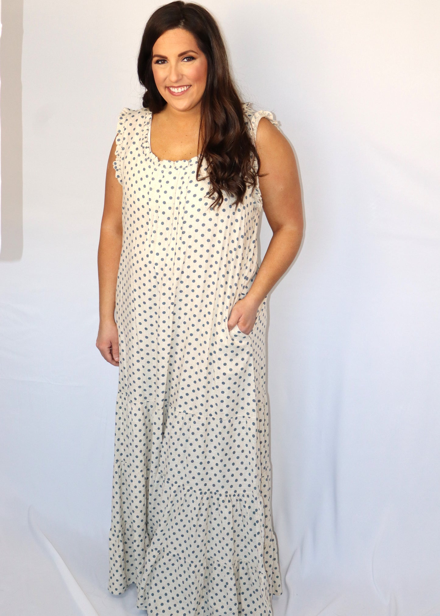 Fly Away Polka Dot Dress - Linen
