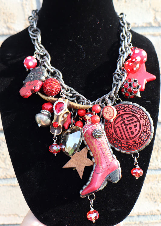 Footloose Steer Necklace - Red