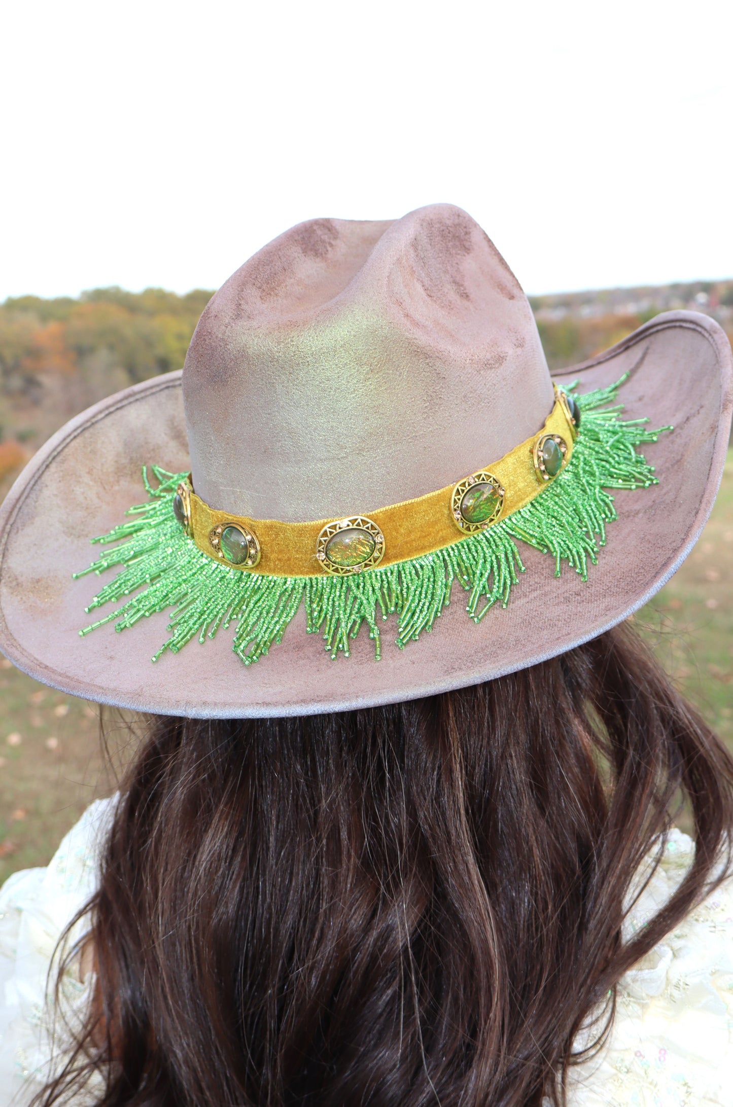 Fringe Benefits Green Sparkle Cowboy Hat - Size Medium