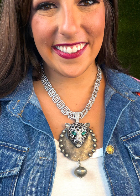 Look Me in My Green Eyes Leopard Necklace