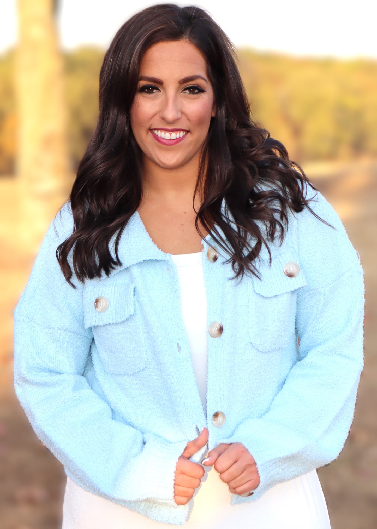 Fuzzy Cropped Sweater - Sky Blue