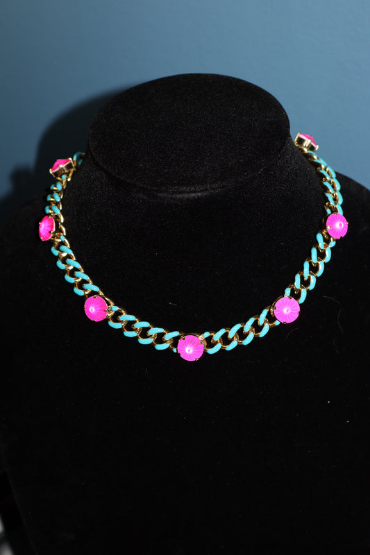 Galileu Necklace - Electric Blue/Neon Pink