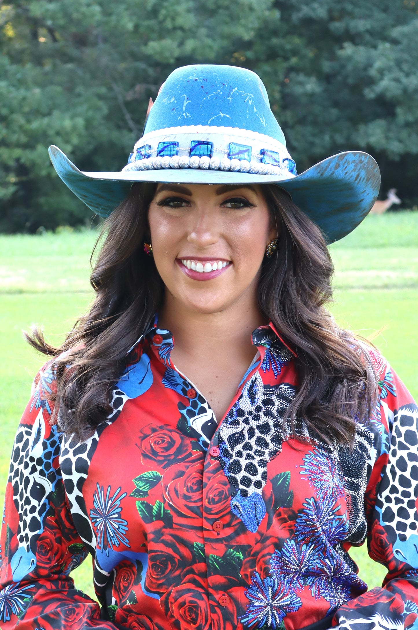 Majestic Rosy Giraffe Button-Up Shirt