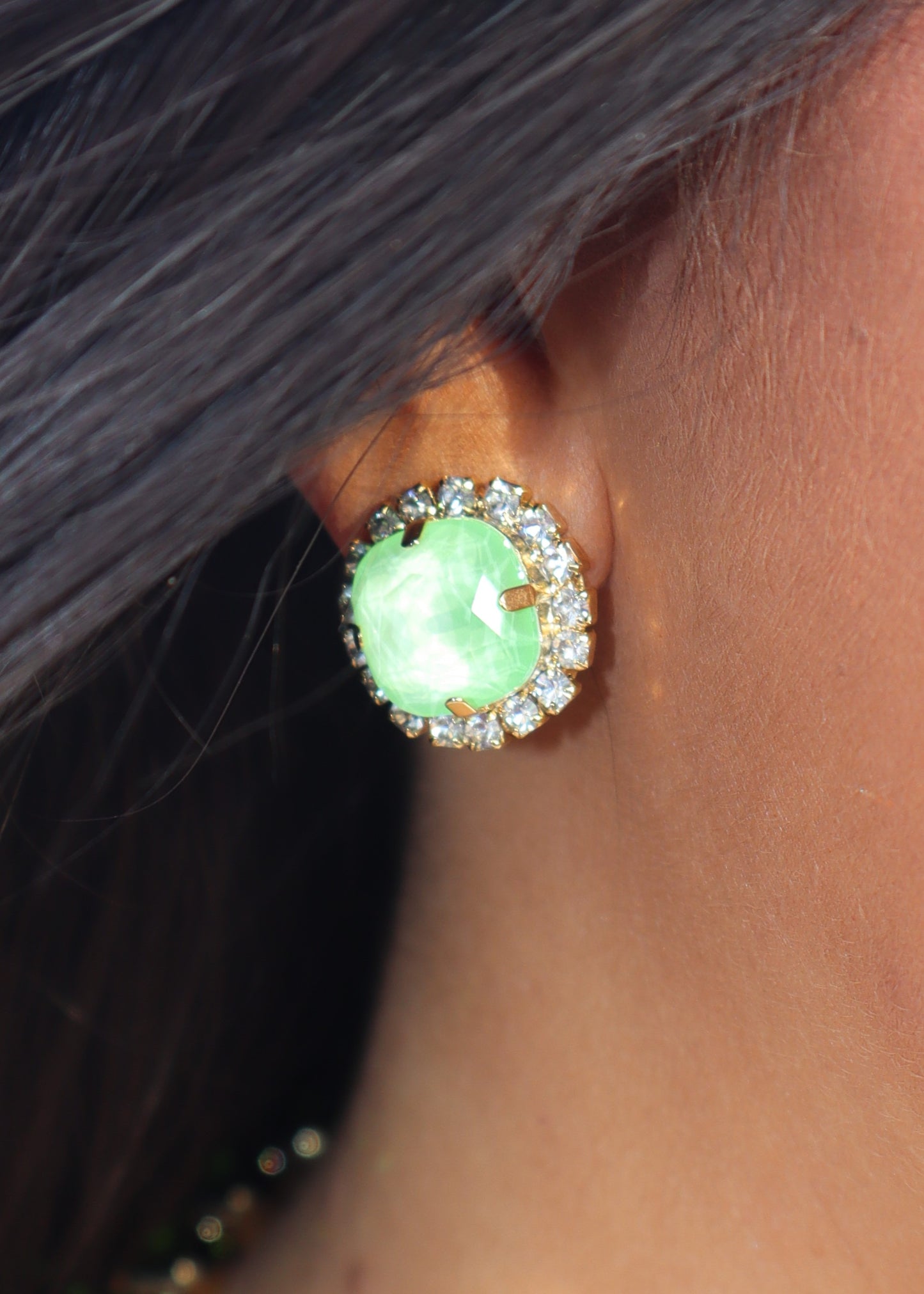 Mega Studs in POP Antique Gold - Neon Green