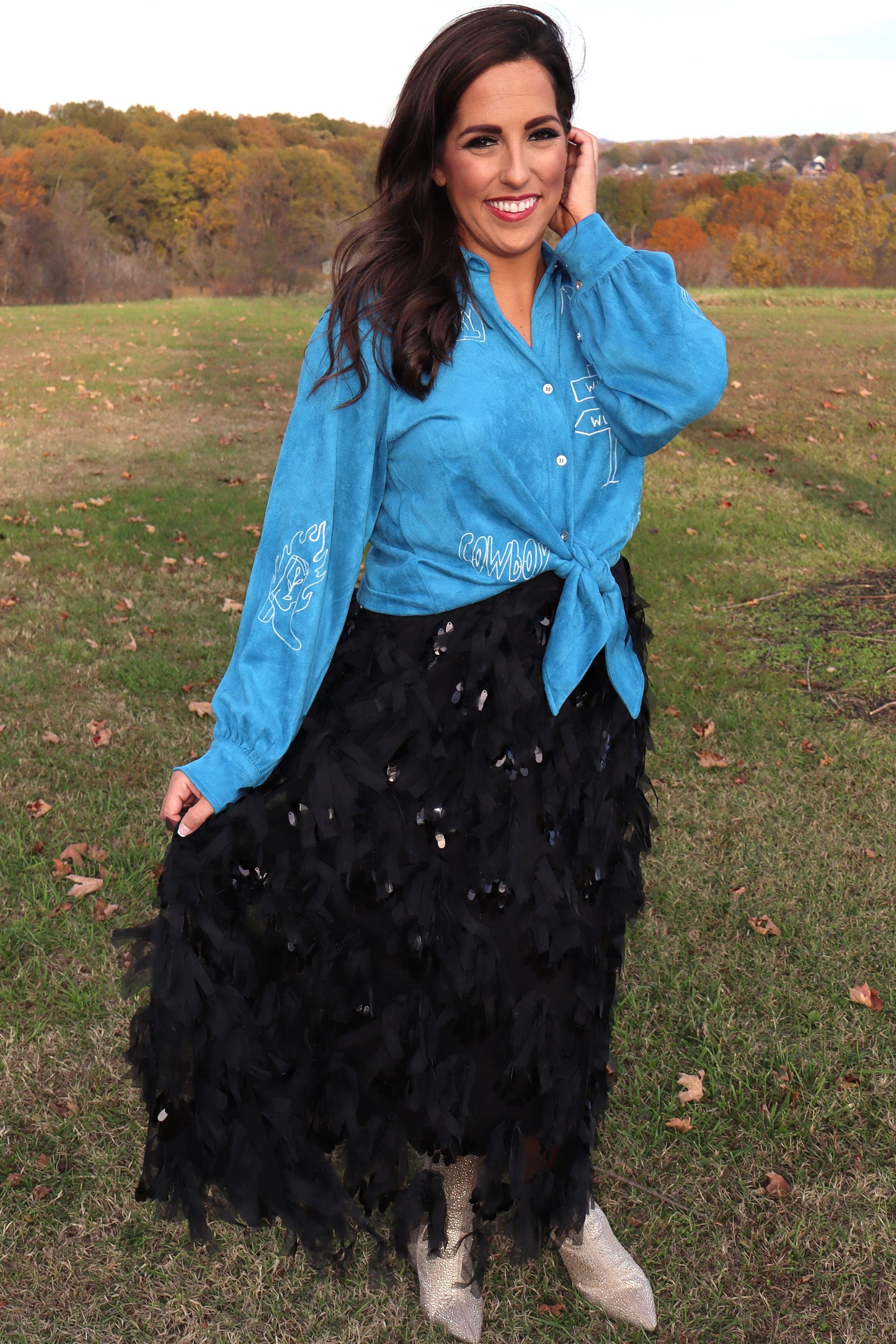 He Loves Me, He Loves Me Not Petal Skirt - Black