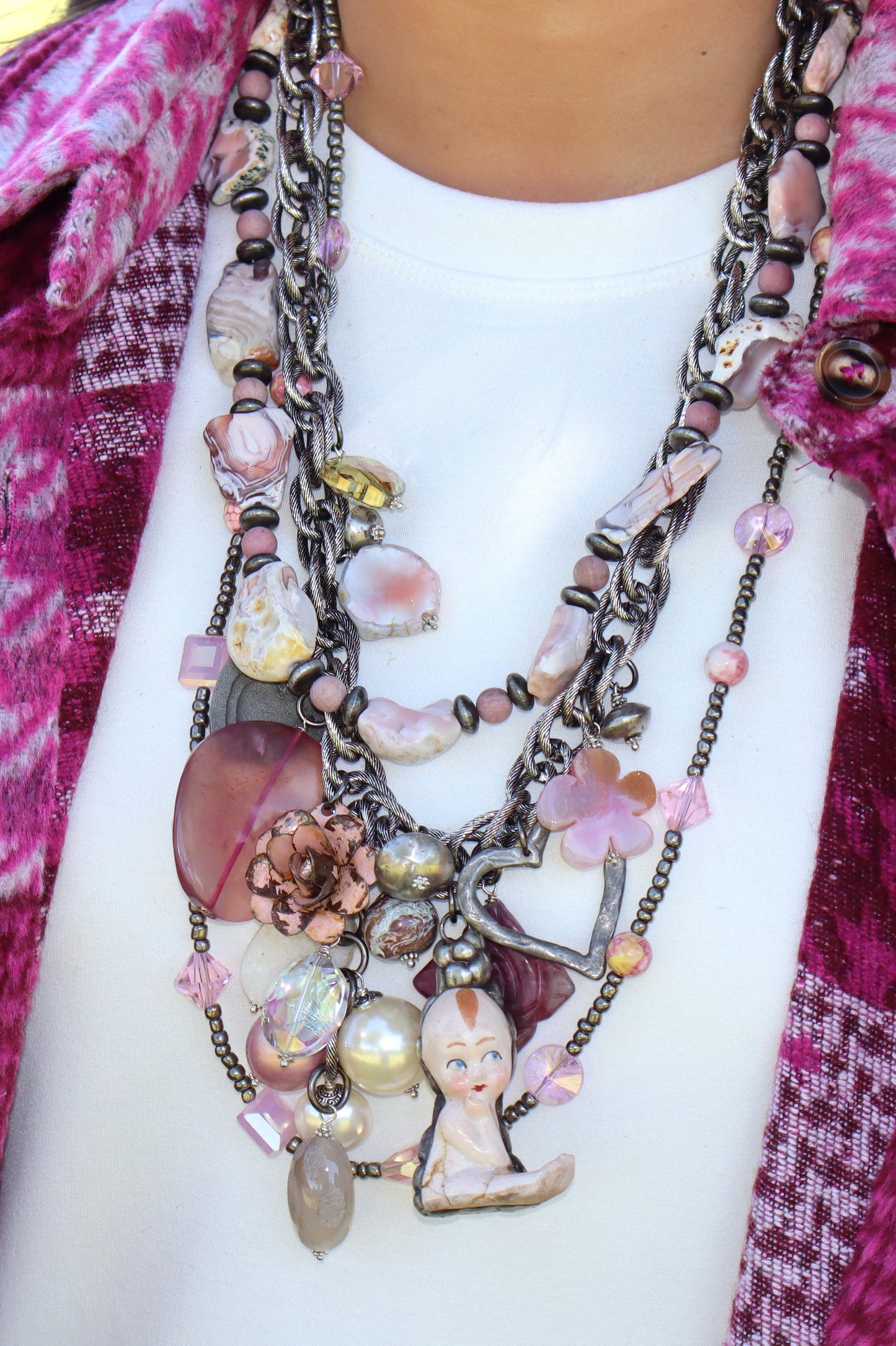 Hey Baby Necklace - Baby Pink