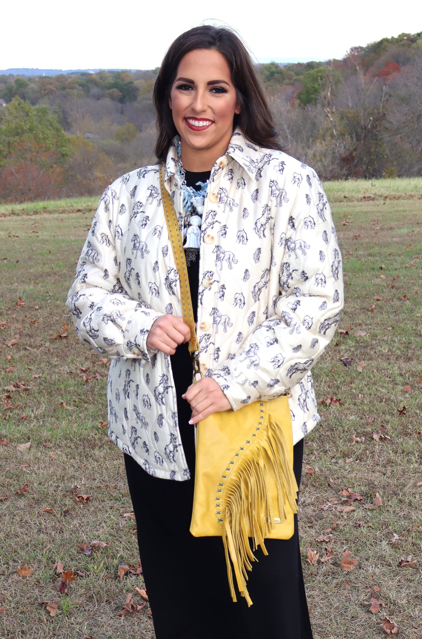 Holly Leather Purse - Citrine with Turquoise Stitching