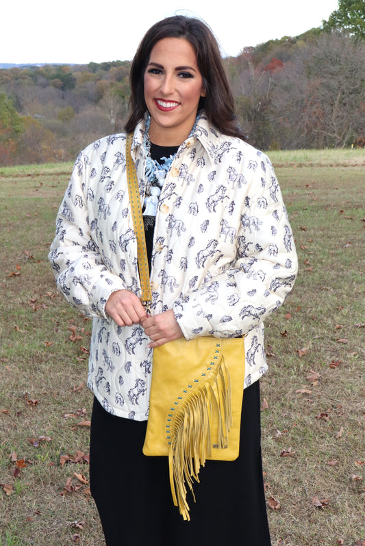 Holly Leather Purse - Citrine with Turquoise Stitching