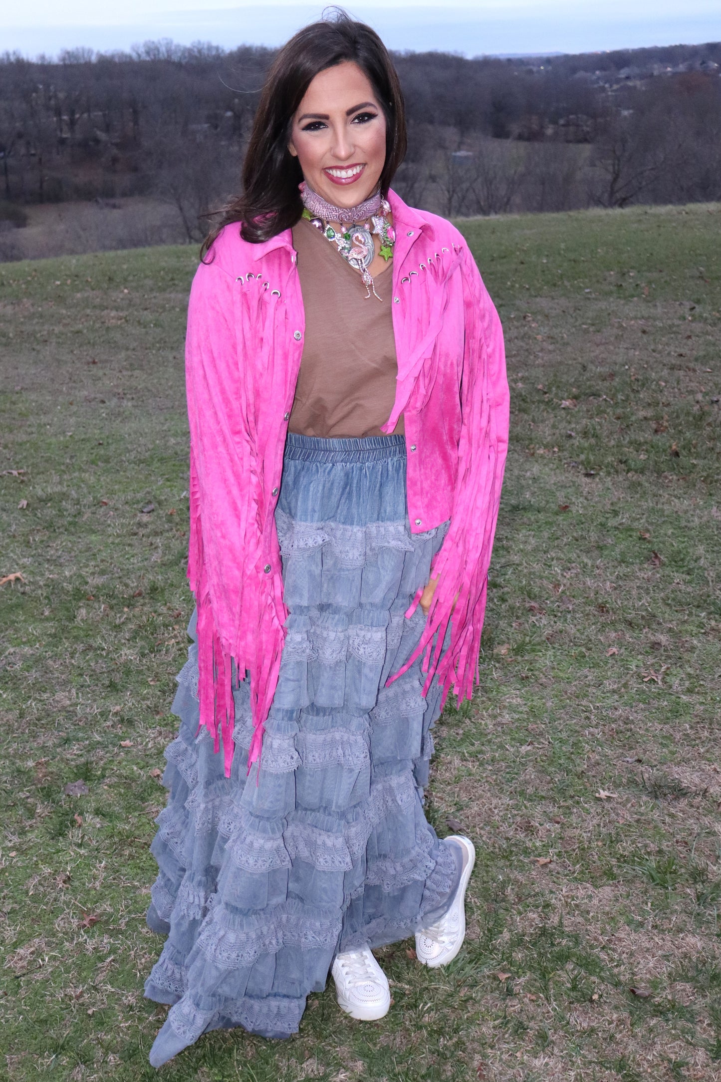 Victorian Romance Maxi Skirt - Chambray